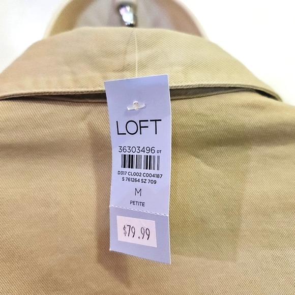 LOFT Beige Snap Front Closure Long Sleeve Shirt Dress,Medium Petite,NWT - Picture 16 of 16
